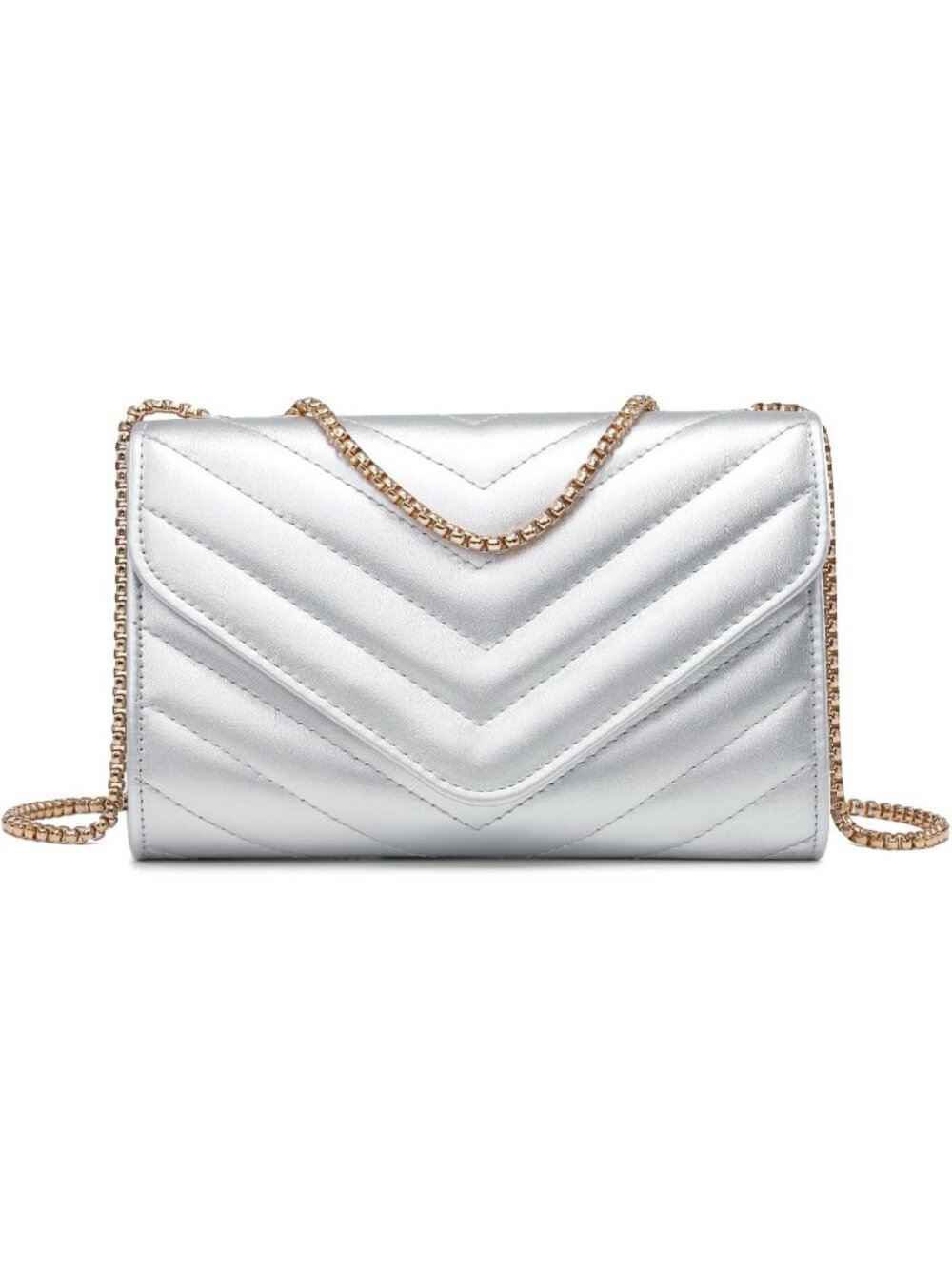 Women's Silver Small Quilted Stylish Clutch Purses Evening Crossbody Bags